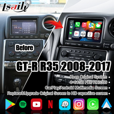 Màn hình đa phương tiện Lsailt cho GT-R GTR R35 với CarPlay không dây 4 + 64GB, màn hình nâng cấp
