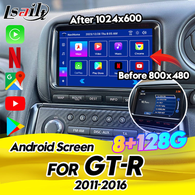 Màn hình đa phương tiện Android 8GB cho GT-R 2011-2016 bao gồm Wireless CarPlay, Android Auto, Spotify, YouTube