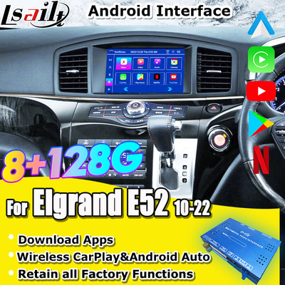 Android 13 8G Android Smart Infotainment Module cho Nissan Elgrand E52 2010-bao gồm CarPlay, YouTube, màn hình dựa đầu