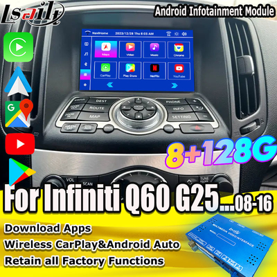 Lsailt 8G Android Infotainment Module cho Infiniti Q60 G37 G35 Q40 2008-2016 Bao gồm Wireless CarPlay, Android Auto