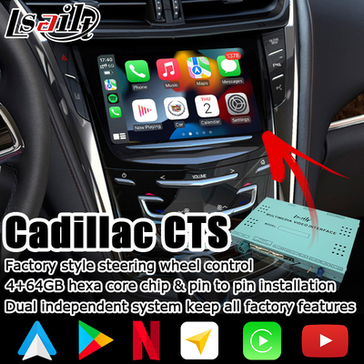 Hộp điều hướng không dây carplay android auto Android 9.0 cho hộp giao diện video Cadillac CTS