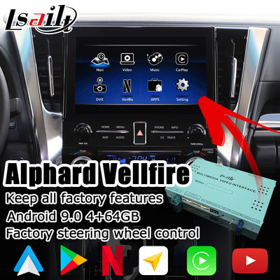 Giao diện đa phương tiện carplay không dây tự động Android cho Toyota Alphard Vellfire JBL