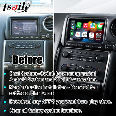 Màn hình đa phương tiện Lsailt cho GT-R GTR R35 với CarPlay không dây 4 + 64GB, màn hình nâng cấp