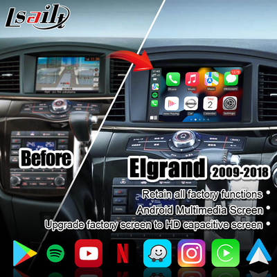 Màn hình đa phương tiện CarPlay không dây cho Nissan Elgrand Patrol, Armada Infiniti QX với Định vị GPS, Android Auto
