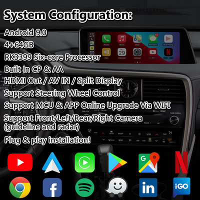 Lsailt Android Carplay Interface cho Lexus RX 450h 200T 350 450L 350L 300 F Sport 2016-2019