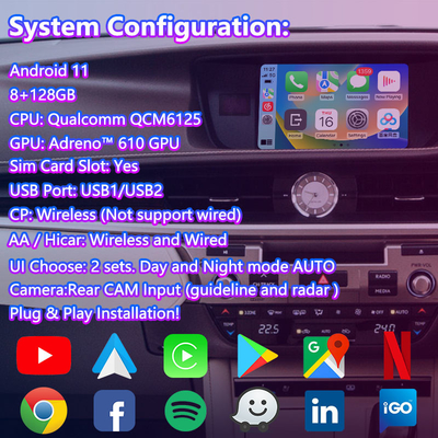 8+128GB Lsailt Android giao diện video điều hướng cho Lexus ES 350 300h 250 200 XV60 Kiểm soát chuột 2012-2018