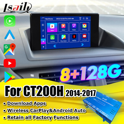Lsailt Wireless CarPlay Giao diện video Android cho Lexus CT CT200H 2014-2017 Hỗ trợ tải xuống APPs, NetFlix, YouTube