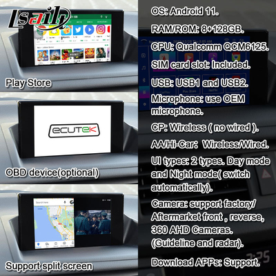 Lsailt Wireless CarPlay Giao diện video Android cho Lexus CT CT200H 2014-2017 Hỗ trợ tải xuống APPs, NetFlix, YouTube