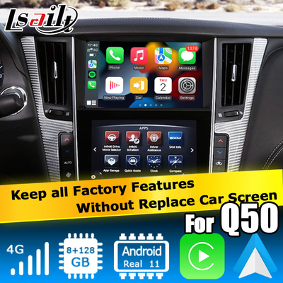 Giao diện GPS carplay, giao diện hộp điều hướng Android 11 8+128GB cho Infiniti Q50 / Q60