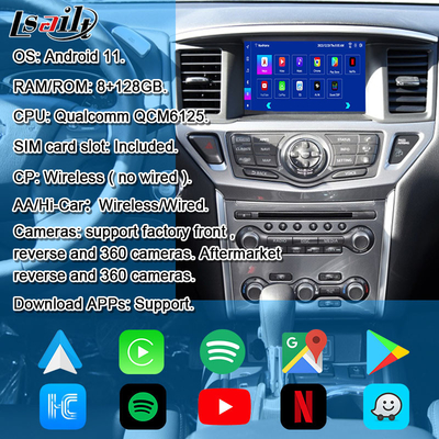 Lsailt 8GB giao diện đa phương tiện Android cho Nissan Pathfinder R52 2018-Patrol Carplay Android Auto Wireless Module