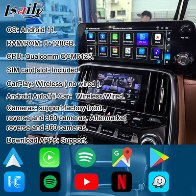 Lsailt Qualcomm Android Video Interface cho Lexus LX600 LX500d RX ES NX 2021- Hỗ trợ YouTube, NetFlix, CarPlay không dây