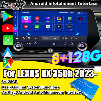 Giao diện video đa phương tiện Android cho RX350h RX500H 2023-2024 NX LX GX ES Bao gồm NetFlix, YouTube, khe cắm thẻ SIM