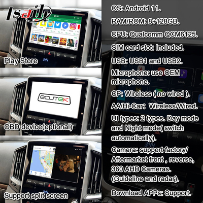 8+128GB Qualcomm Android Multimedia Video Interface cho Land Cruiser 2013-2021 LC200, VX_R, GX_R với Wireless CarPlay
