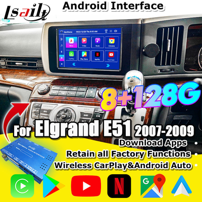 Lsailt 8G Android Smart Infotainment Module cho Nissan Elgrand E51 Series 3 Hỗ trợ CarPlay, YouTube, Màn hình dựa đầu