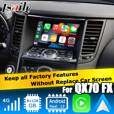 Android 13 điều hướng giao diện video xe hỗ trợ Waze / Youtube cho Infiniti QX70 / FX50 FX35 FX37