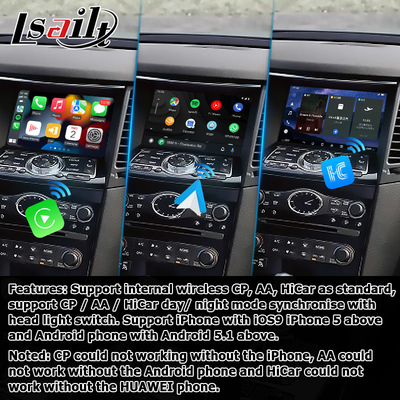 Android 13 điều hướng giao diện video xe hỗ trợ Waze / Youtube cho Infiniti QX70 / FX50 FX35 FX37