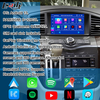 Lsailt Android 13 Smart Android Infotainment Module cho Nissan Quest 2011-2022 Hỗ trợ CarPlay không dây, NetFlix