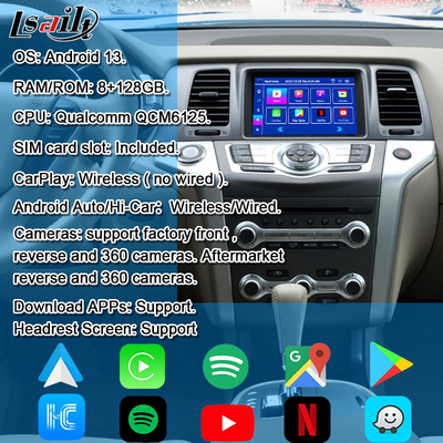 Lsailt 8G CarPlay / Android Multimedia Interface cho Nissan Murano, Quest, Patrol Infiniti QX với NetFlix, Google Map