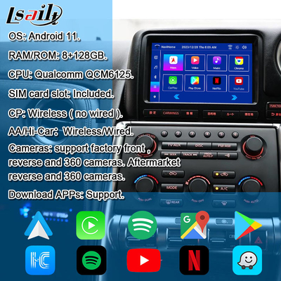 Giao diện CarPlay không dây / Mô-đun thông tin giải trí Android cho GT-R GTR R35 2008-2010 Mô hình JDM Bao gồm NetFlix, YouTbe