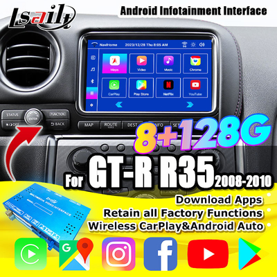 Giao diện CarPlay không dây / Mô-đun thông tin giải trí Android cho GT-R GTR R35 2008-2010 Mô hình JDM Bao gồm NetFlix, YouTbe