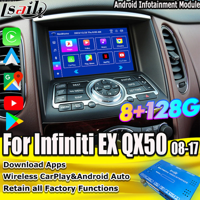 Lsailt 8G Android Infotainment Module cho Infiniti EX QX50 2008-2017 Bao gồm Wireless CarPlay, YouTube, NetFlix