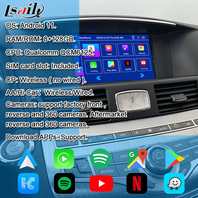 Giao diện đa phương tiện 8G Qualcomm Android cho Infiniti Q70 M45 M25 2010- CarPlay Box không dây, Android Auto, NetFlix
