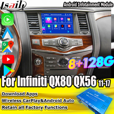 8G Android Infotainment Module cho Infiniti QX80 QX56 Nissan Patrol 20100-2021 Giao diện CarPlay không dây, YouTube