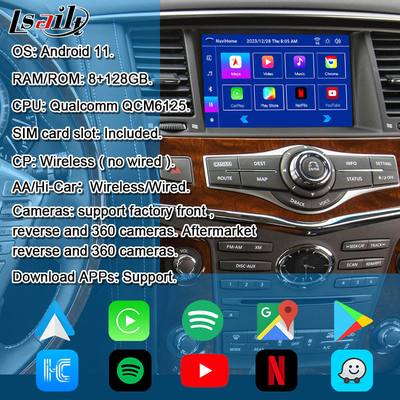 8G Android Infotainment Module cho Infiniti QX80 QX56 Nissan Patrol 20100-2021 Giao diện CarPlay không dây, YouTube
