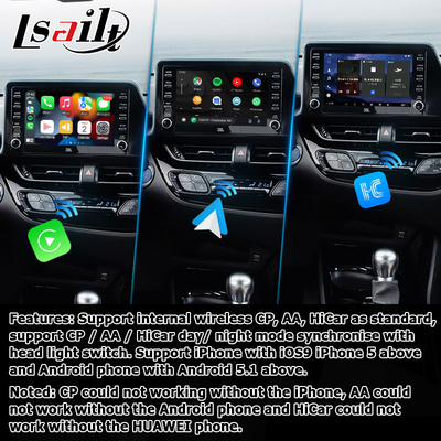 Toyota C-HR CHR Android 13 giao diện đa phương tiện với Android không dây tự động carplay