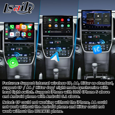 Hộp điều hướng xe Android 13 cho Toyota LC200 GXR Fujitsu đơn vị Carplay waze youtube xem phía sau vv