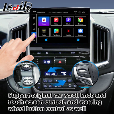Hộp điều hướng xe Android 13 cho Toyota LC200 GXR Fujitsu đơn vị Carplay waze youtube xem phía sau vv