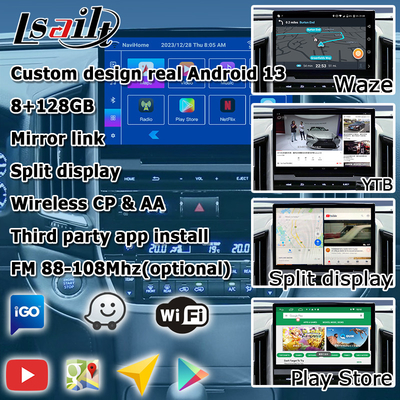 Hộp điều hướng xe Android 13 cho Toyota LC200 GXR Fujitsu đơn vị Carplay waze youtube xem phía sau vv