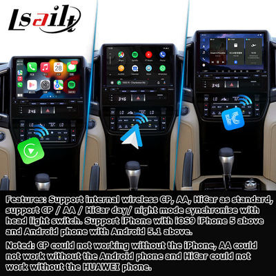 Giao diện video Android 13 cho Toyota Land Cruiser LC200 GXR với chế độ xem phía sau WiFi carplay android auto