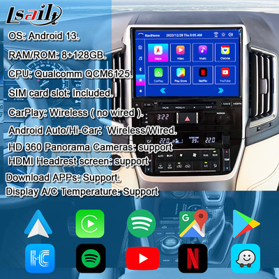 Giao diện đa phương tiện Android cho Land Cruiser GX_R 2018-2021 LC200 không dây Apple CarPlay& Android Auto Retrofit nâng cấp