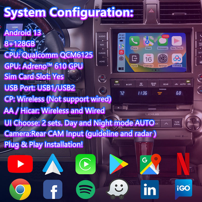 Lsailt Android Multimedia Video Interface cho 2013-2021 Lexus GX 460 GX460