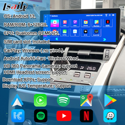 Màn hình Android Lexus có Wireless CarPlay & Android Auto Màn hình cảm ứng 10.25 inch | Khe cắm SIM & Màn hình IPS Camera 360