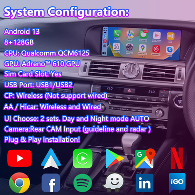 Giao diện video đa phương tiện Android Lsailt 8+128GB cho Lexus LS460 LS 600h 460L đời 2012-2017