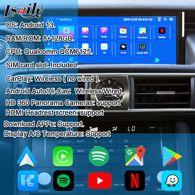 Màn hình Android Lexus Android 13 Đa phương tiện 8 lõi Qulcomm cho LEXUS IS200T IS300H IS350 Hỗ trợ điều khiển bằng phím điều khiển, YouTube, Google Play, CarPlay