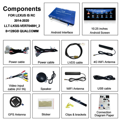 Màn hình Android Lexus Android 13 Đa phương tiện 8 lõi Qulcomm cho LEXUS IS200T IS300H IS350 Hỗ trợ điều khiển bằng phím điều khiển, YouTube, Google Play, CarPlay