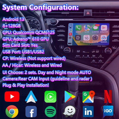 Hộp dẫn đường xe hơi Android Carplay Giao diện video đa phương tiện cho Toyota Camry