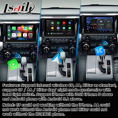 Toyota Alphard Vellfire AH30 series phong cách OEM tinh khiết Carplay Android auto box 2015-2022