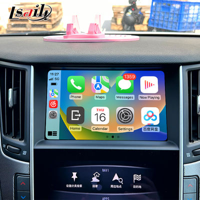 Nâng cấp tích hợp mô-đun Apple CarPlay OEM Q50 Q60, Phản chiếu điện thoại di động, Hiển thị nhiệt độ AC, Google Map, Spotify