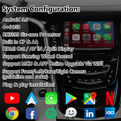 Giao diện video đa phương tiện điều hướng Android Lsait cho Hệ thống CUE Cadillac Escalade 2015-2020 với Carplay