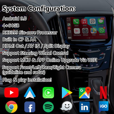 Lsailt giao diện video điều hướng Android cho hệ thống Cadillac ATS CUE 2014-2019 với Carplay