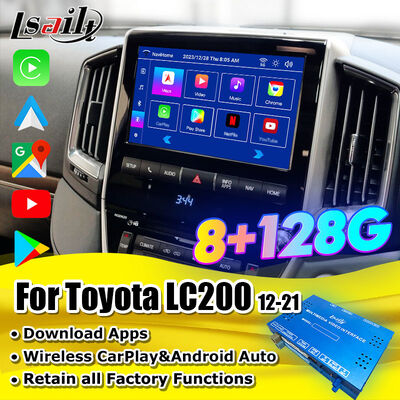 Giao diện video đa phương tiện Android 13 cho Land Cruiser LC200 VXR VX GXL Sahara V8 2013-2021 Nâng cấp màn hình OEM với CarPlay không dây, YouTube