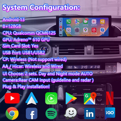 Lsailt Android Navigation Video Interface cho Lexus CT 200h FSport 2017-2022