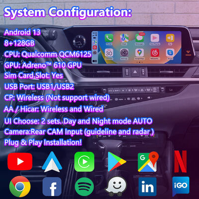 Giao diện video điều hướng Android 4 + 64GB Lsalit cho Lexus ES300H ES350