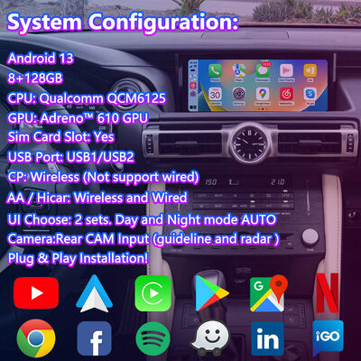 Giao diện video Lsailt Android Carplay cho Lexus RC 300h 350 300 F Sport 2018-2023
