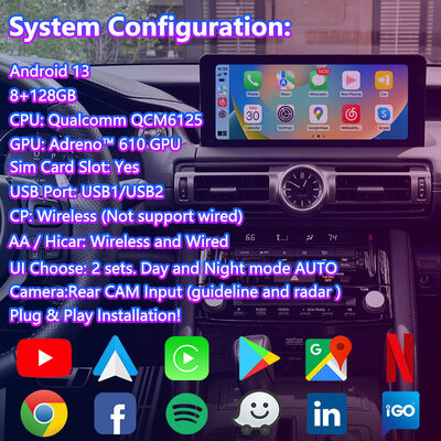 Giao diện video Lsailt Android Carplay cho Lexus IS IS300 IS350 IS300h IS500 2020-2023