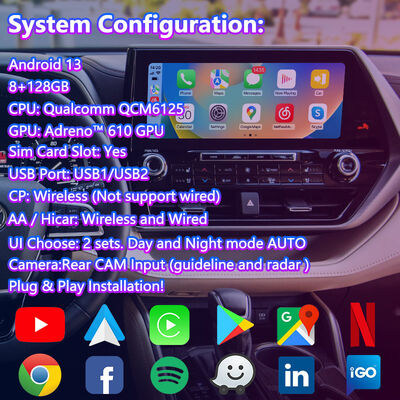 Giao diện đa phương tiện video điều hướng ô tô Android Lsailt cho Toyota Highlander 2020-Hiện tại